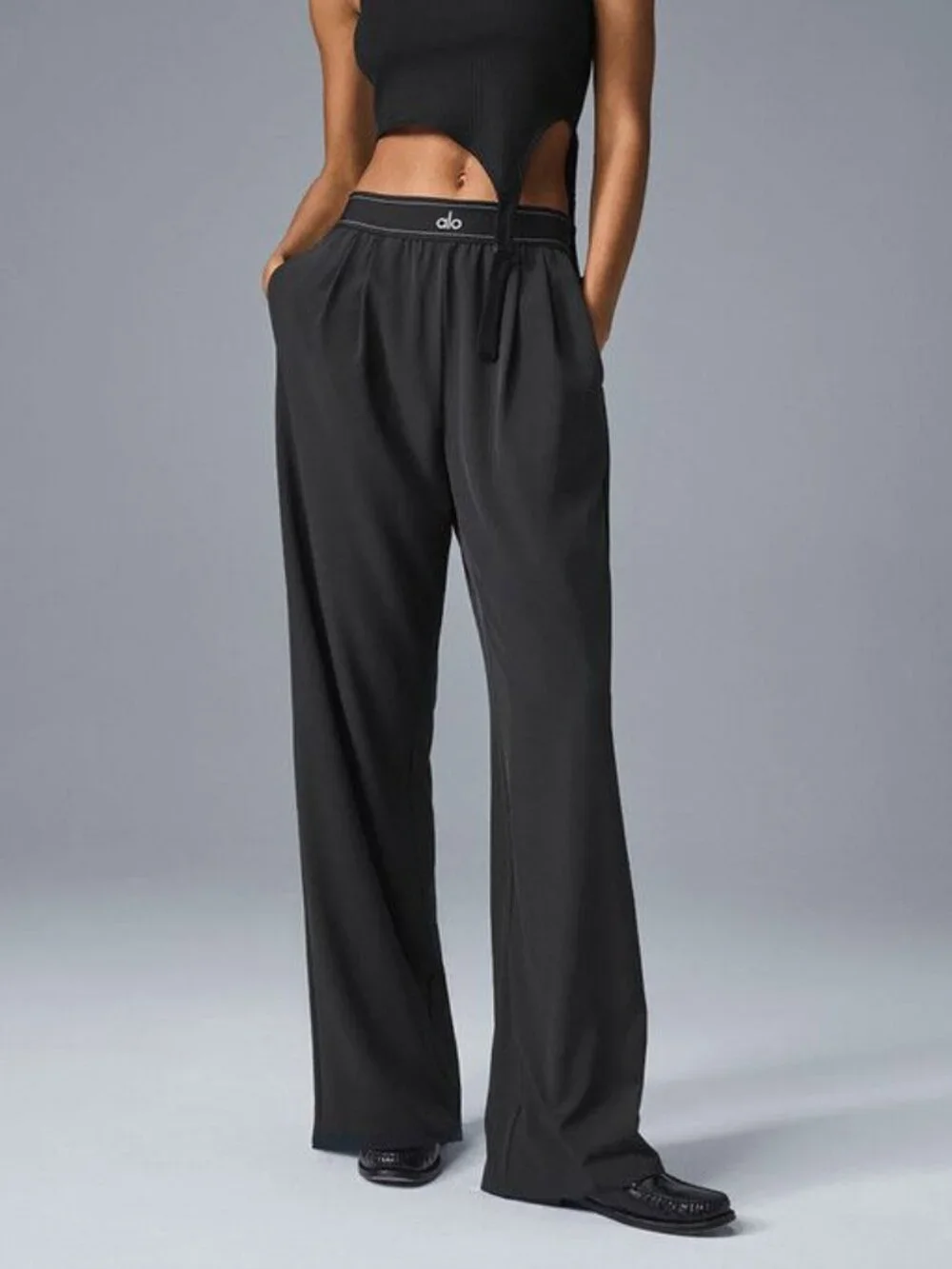 🖤Black ALO Yoga Wide Leg Suit Up Pants (Length:30
